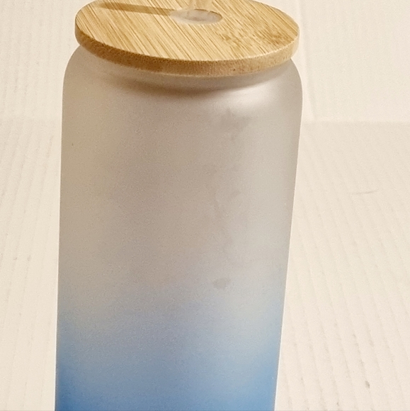 New 7" Frosted Glass Autism Tumbler w/ Wood Stopper Lid & Straw - Picture 2 of 12